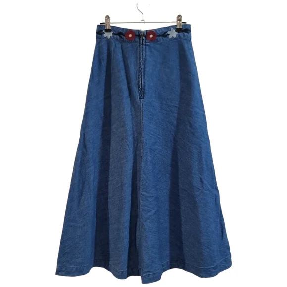 GORMAN Maxi Length Denim Skirt with Embroidery, Size 6 - Picture 2 of 8